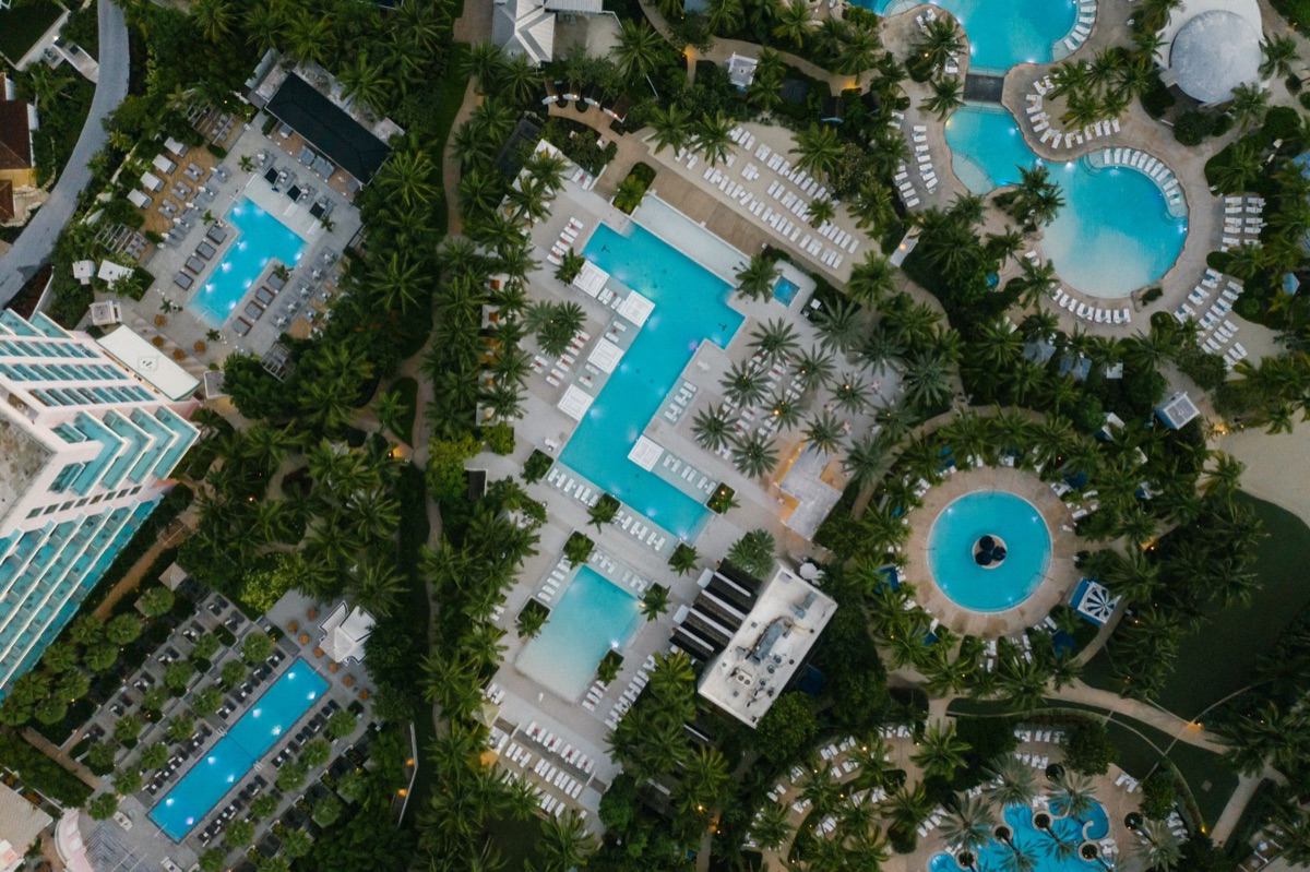 Atlantis resort poolside lounge with tropical decor
