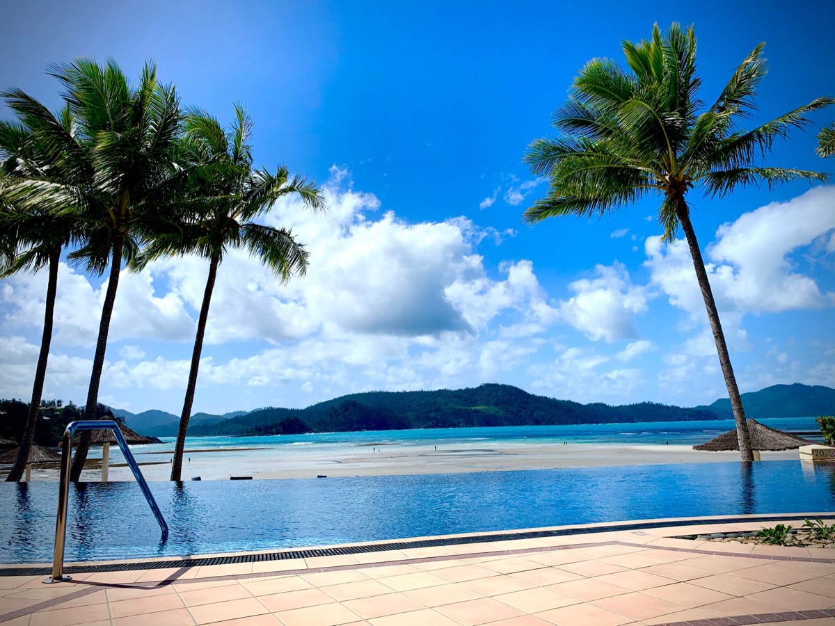 Piscina di un resort lussuoso con palme