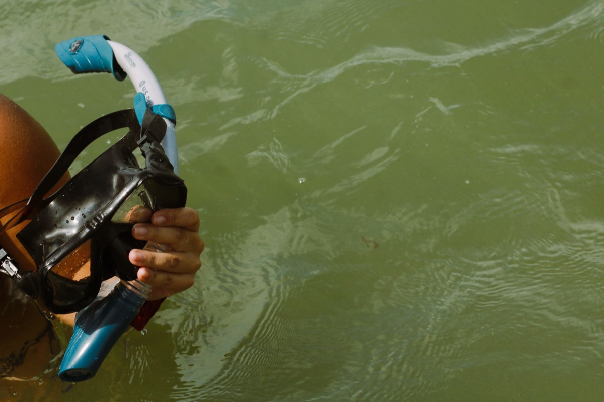 Snorkeling gear in blue hole