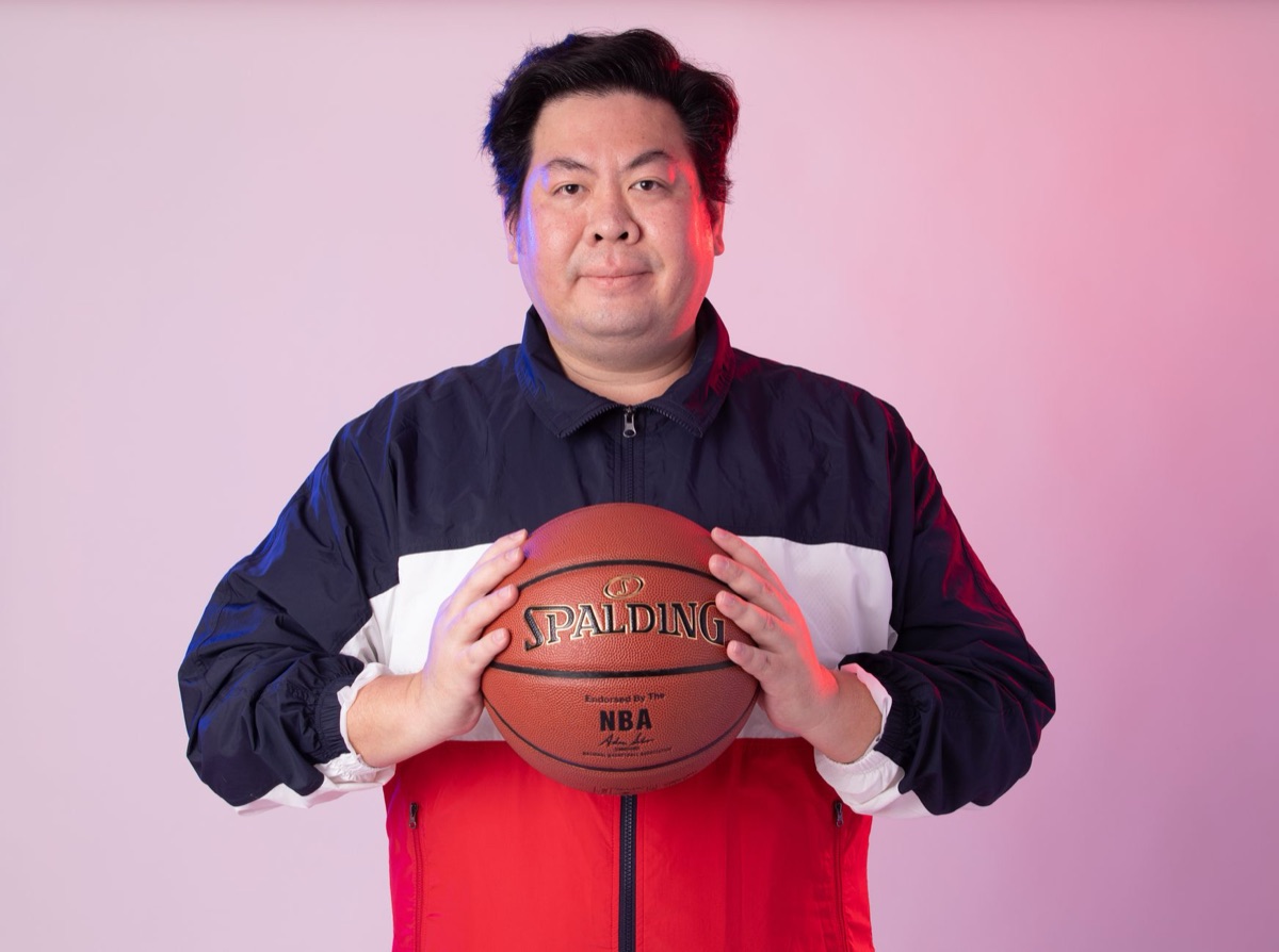NBA basketball player with basketball