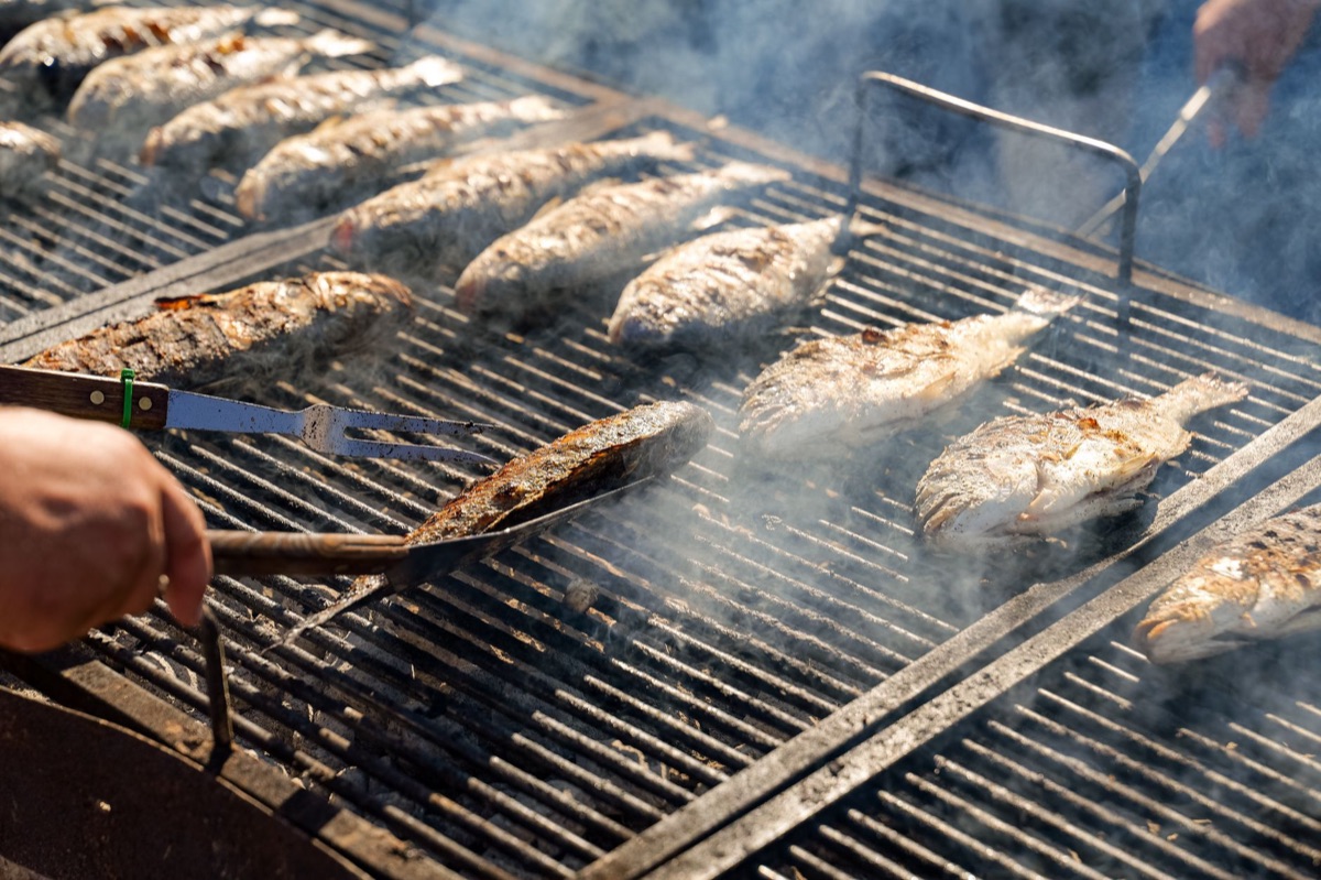 Bahamian conch bowl with grilled fish
