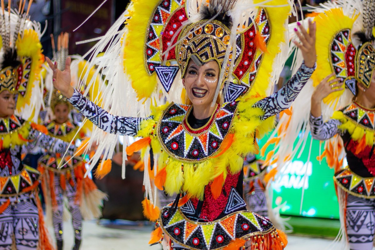 Dancers in colorful costumes at junkanoo festival