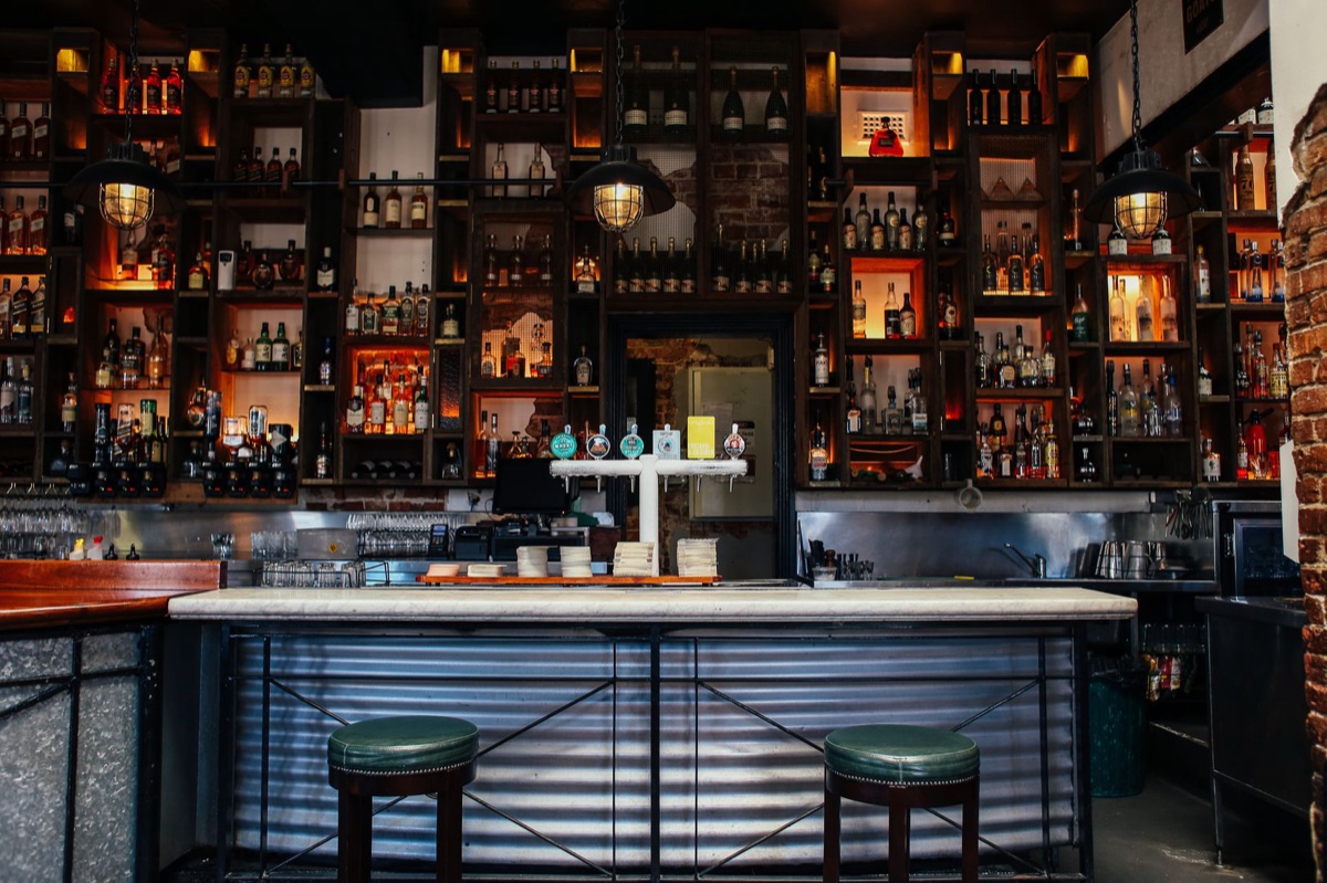 Bar counter with whiskey at Johnny Walker Distillery