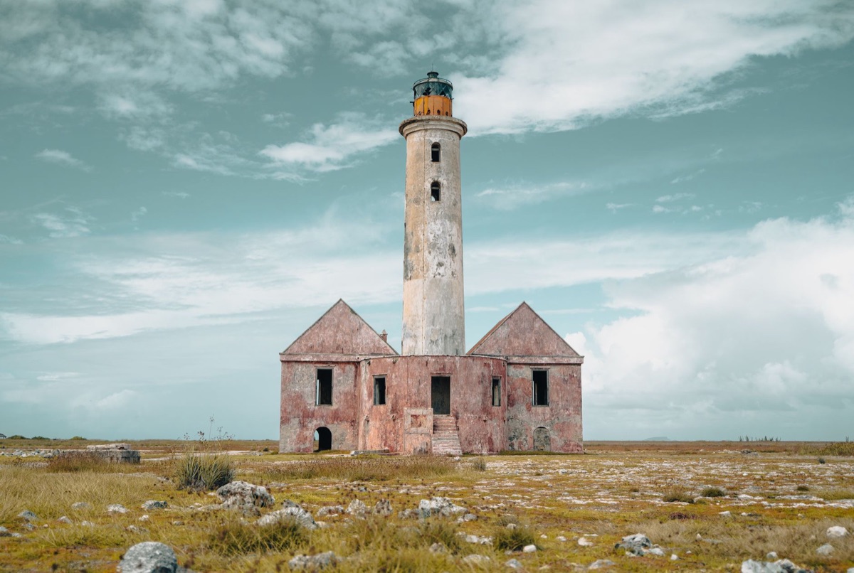 Ancient lighthouse on Bahamas island
