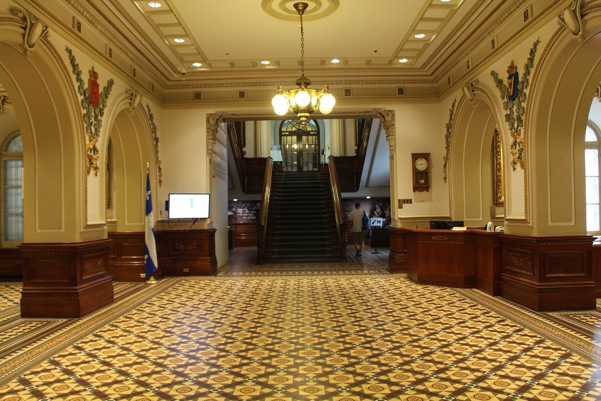 parliament hall interior with historic furniture