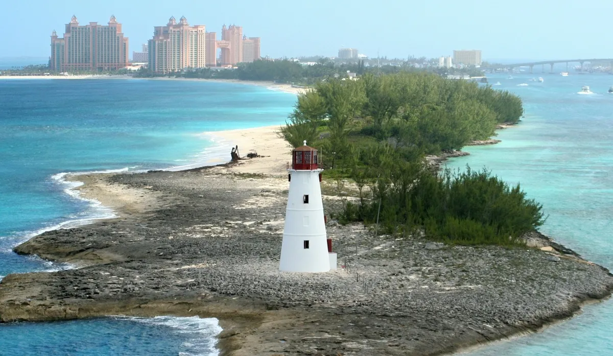 lighthouse, bahamas, nature, nassau, island, atlantis, hotel, resort, beach, ocean, caribbean, sun, sea, blue, heaven, waves, sand, water, vacations, to travel,